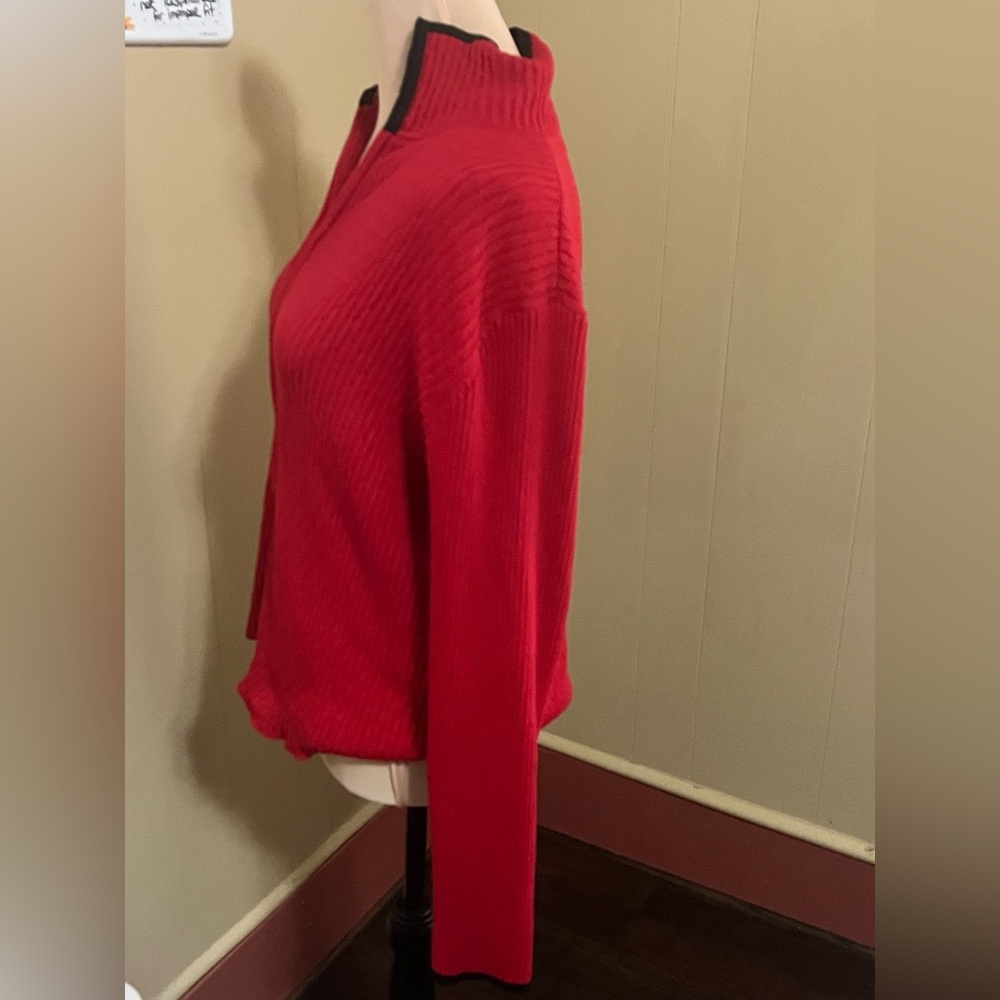 Pendleton Women’s Large Red Zip-Up Cardigan Sweater Textured Knit Luxury - Picture 5 of 13